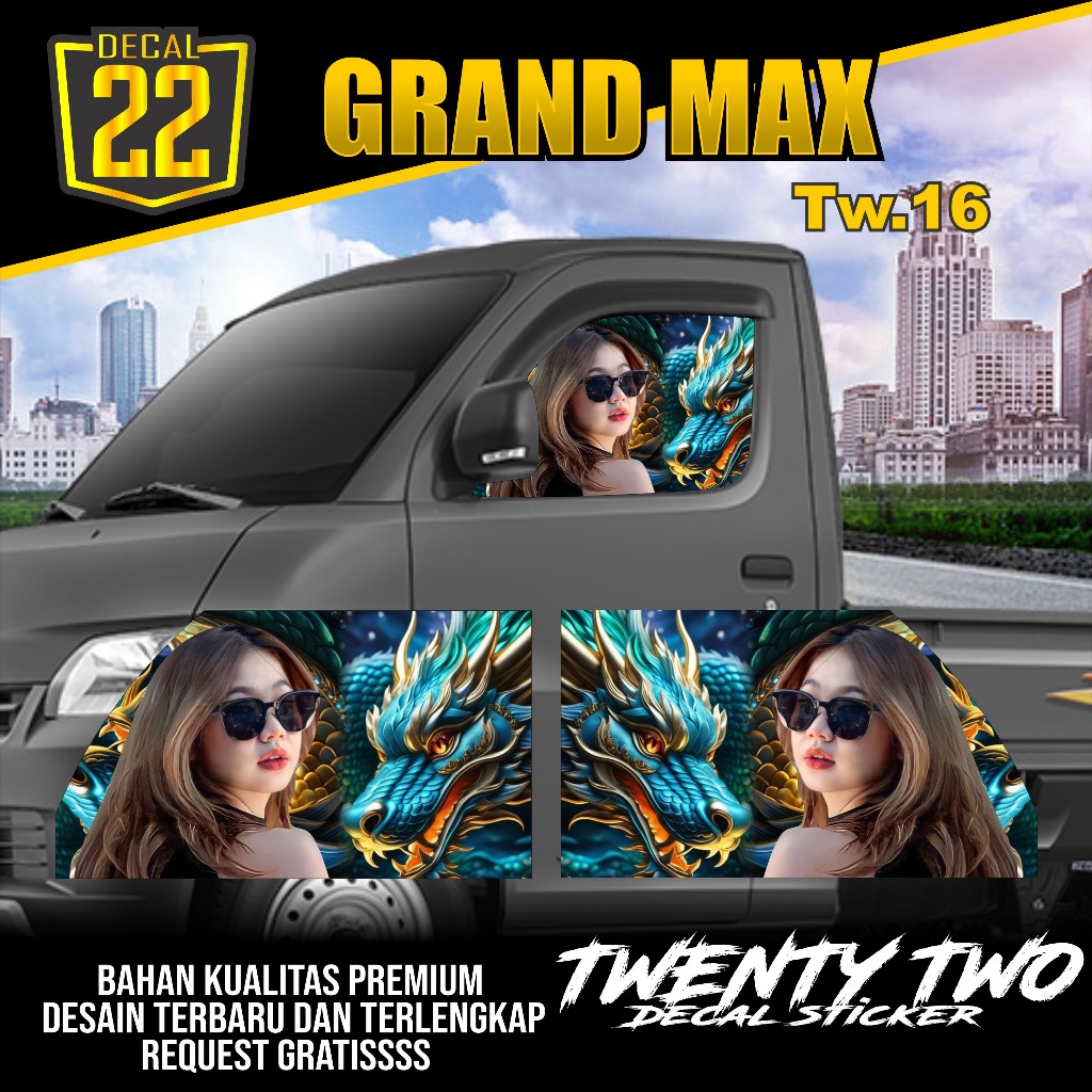 STIKER ONE WAY KACA MOBIL GRAND MAX STIKER KACA SAMPING GRAND MAX KODE Tw.16