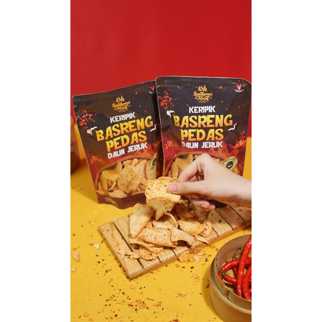

Keripik Basreng Rasa Pedas Daun Jeruk Rasakanmi Food Premium Snack Series