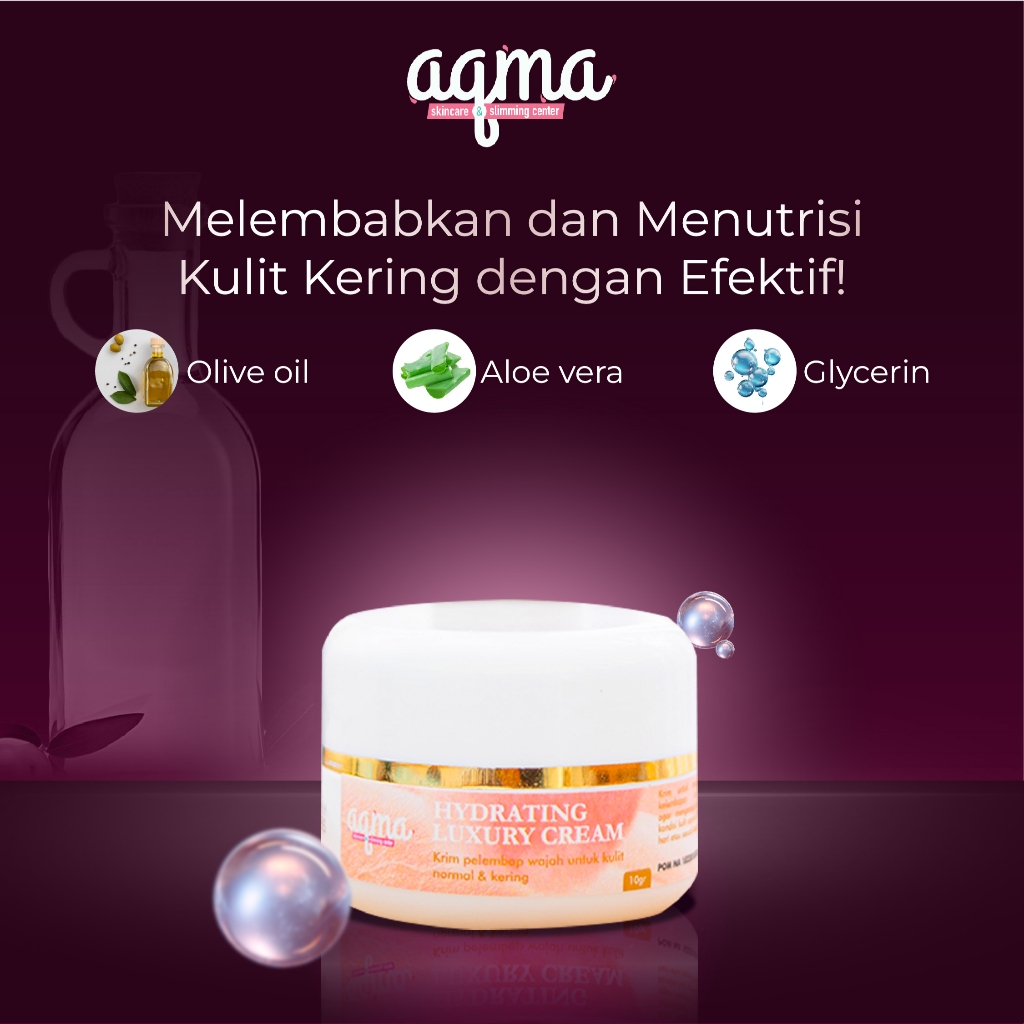 AQMA SKINCARE - Hydrating Luxury Cream 10gr / Moisturizer Kulit Kering / Olive Oil / Aloe Vera / Gly