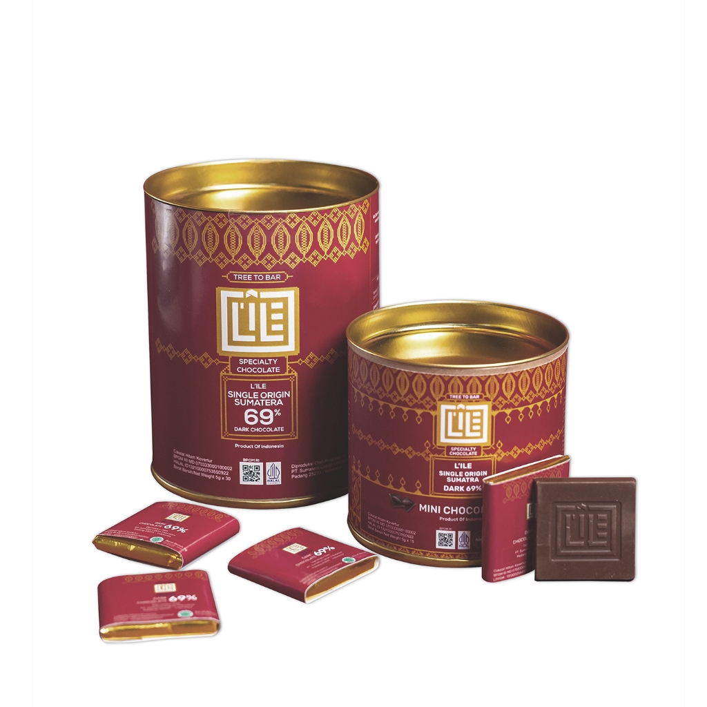 

LILE CHOCOLATE Sumatra Dark Chocolate 69% mini 5gr tub 15 dan 30 pcs