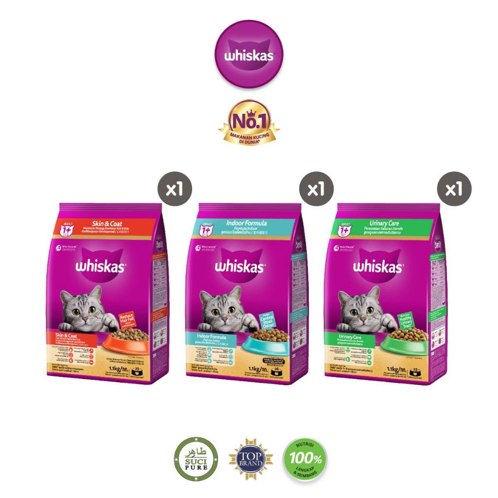 Whiskas Makanan Kucing Kering Adult Fungsional 1.1 kg