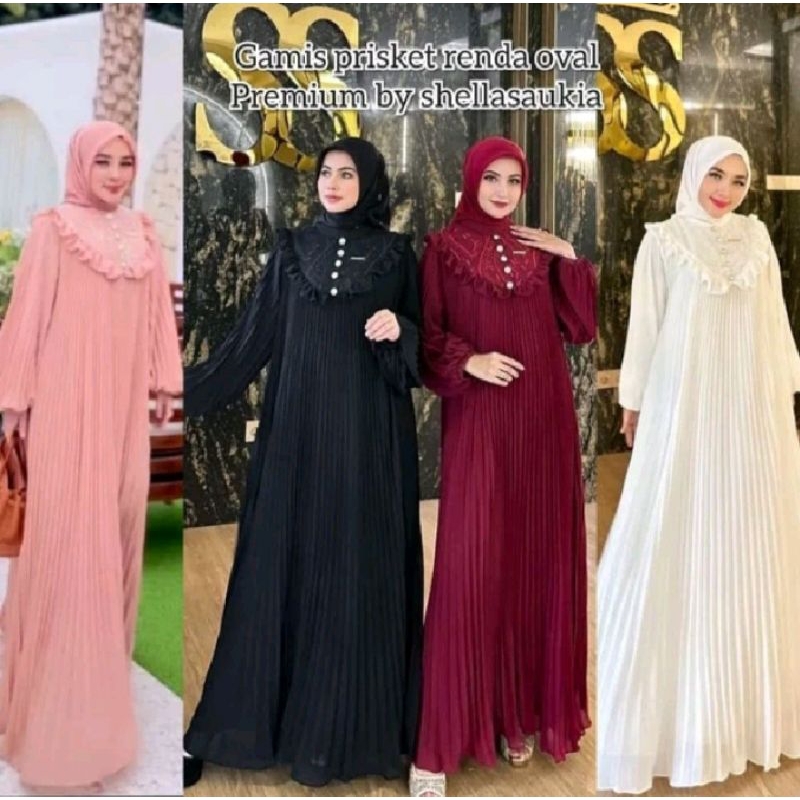 gamis plisket renda Shella saukia