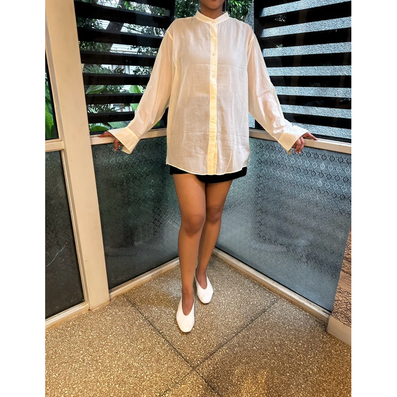 Uniqlo shirt uniqlo u shirt uniqlo light yellow shirt uniqlo mandarin collar kemeja uniqlo