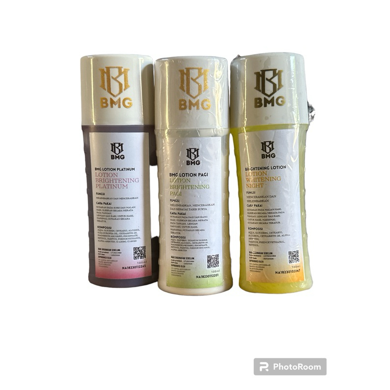 BMG Lotion isi 3 - Lotion Ungu - Lotion Siang - Lotion Malam - Mencerahkan Kulit - BPOM