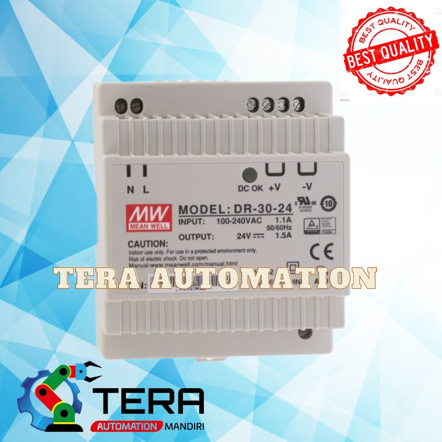 DR30-24 DR-30-24 DR 30 24 AC DC Converter 24V DIN Switching Power READY STOK.