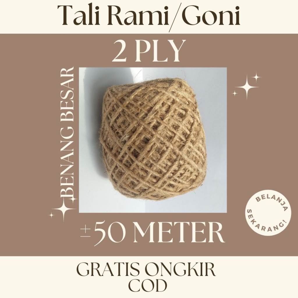 

2Ply (±50meter) Benang Besar 3mm Tali Rami/Goni