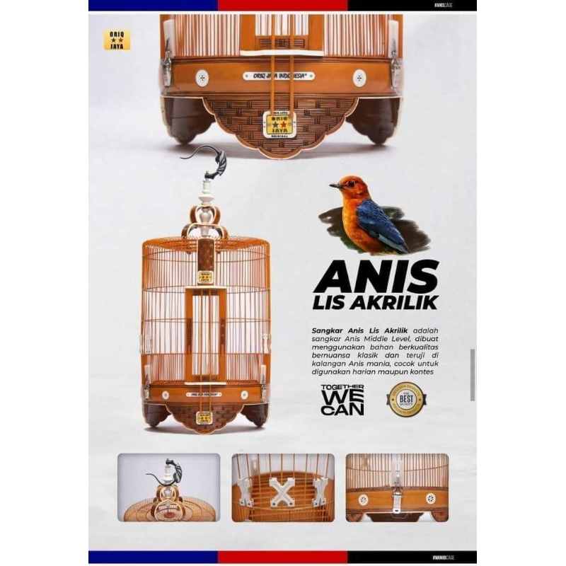 Sangkar anis merah / kembang ORIQ JAYA list acrilik D38 dan 36cm