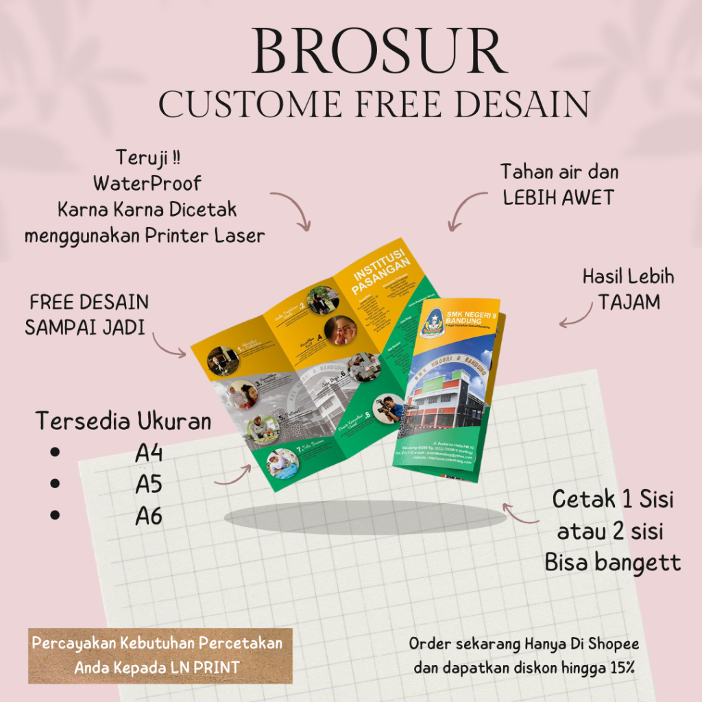 

(FREE DESAIN)Cetak BROSUR A4 TERMURAH / BROSUR 1 sisi 2 sisi