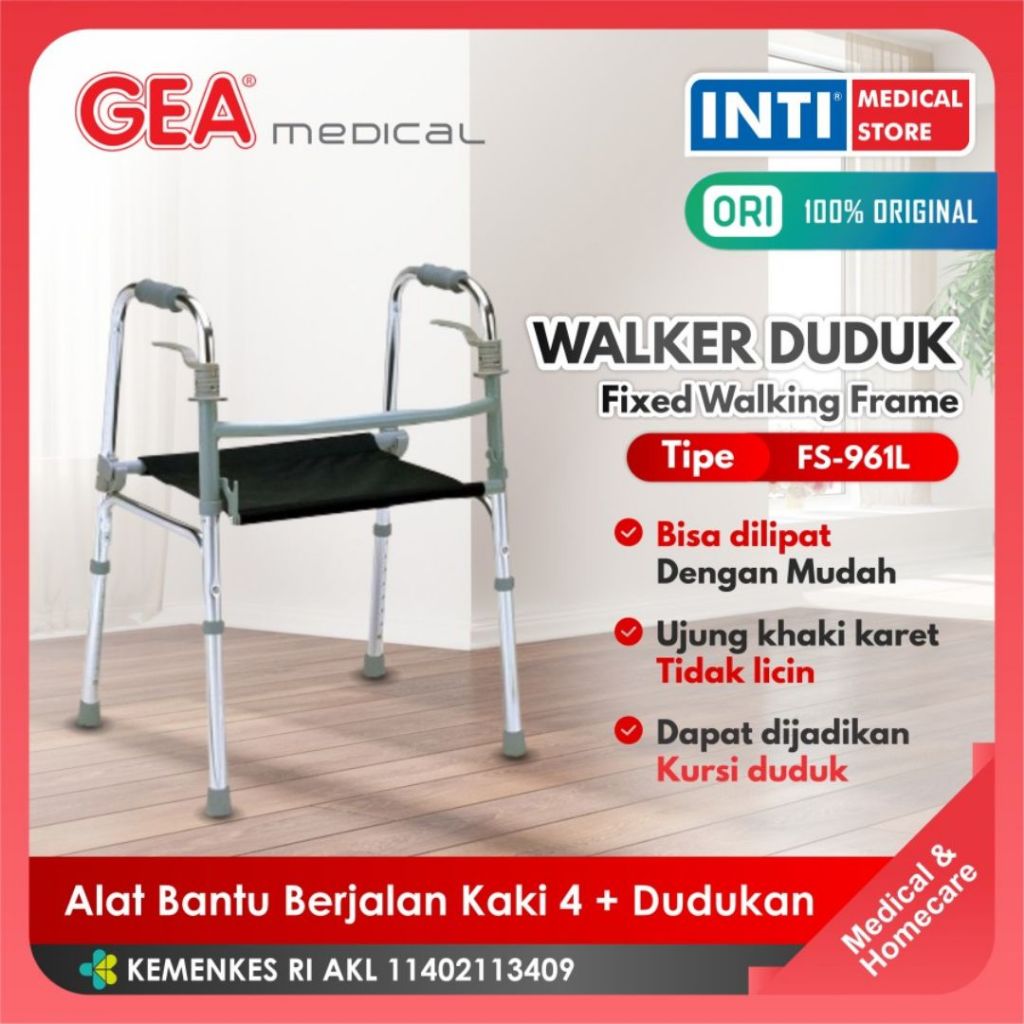 GEA Medical | Walker FS-961L | Alat Berjalan Kaki 4 + Dudukan