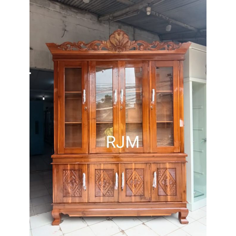 lemari pajangan lemari diswar pajangan kayu jati