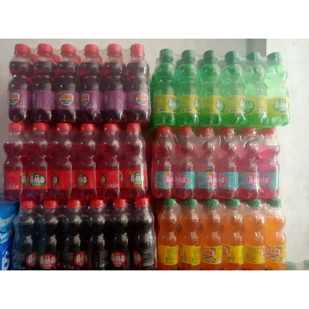 

AMO Spark 200ml Strawberry Cola Pink Lava Grape Orange Lemon karton isi 24 botol