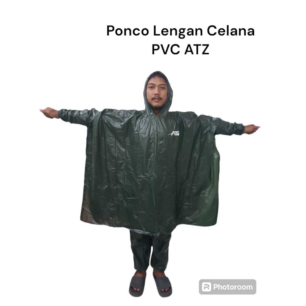 Jas hujan ATZ ponco lengan dan celana PVC / mantel ponco celana premium/ mantel kelelawar/ jas hujan