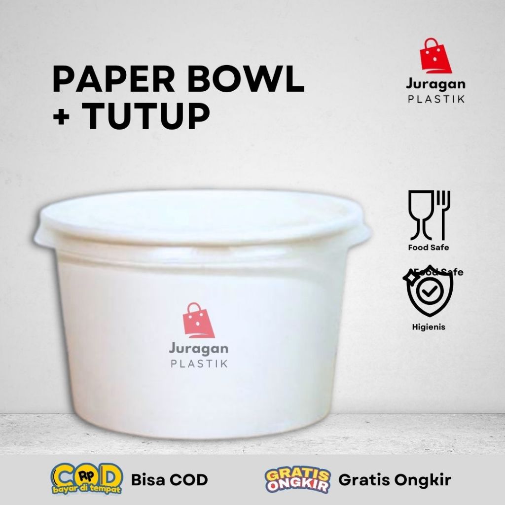Paper Bowl + Tutup 650ml 800ml/ Paper Bowl + Tutup / Paper Bowl / Mangkok kertas / Mangkok Kertas Po