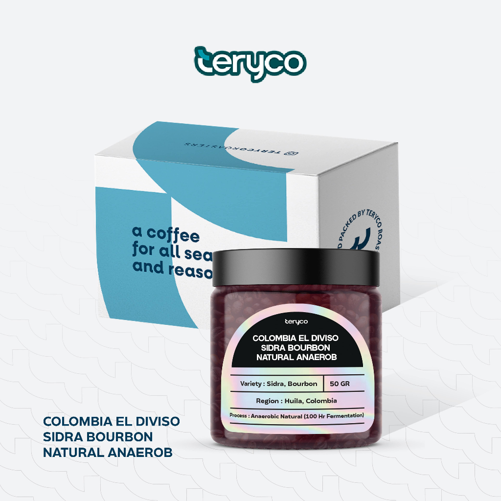 

[LIMITED EDITION] Teryco Roasters Colombia El Diviso Sidra Bourbon Natural Anaerob 50 gram - Biji Kopi Roasted Beans Wholebean