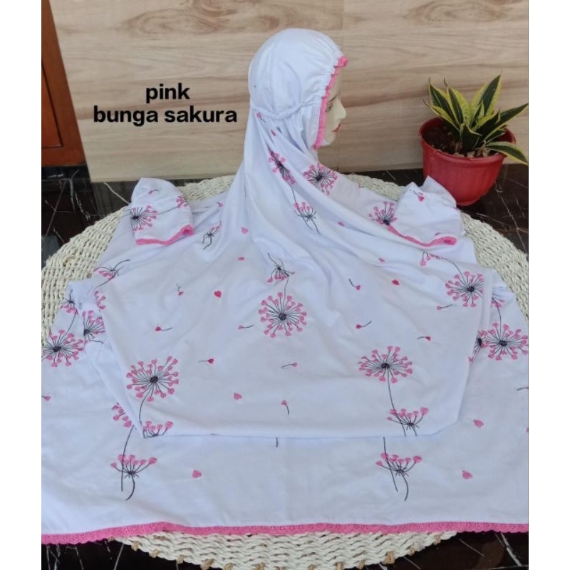 Mukena Terusan seribu bunga/Mukena terusan dewasa/katun mikro/mukena terusan bordir seribu bunga