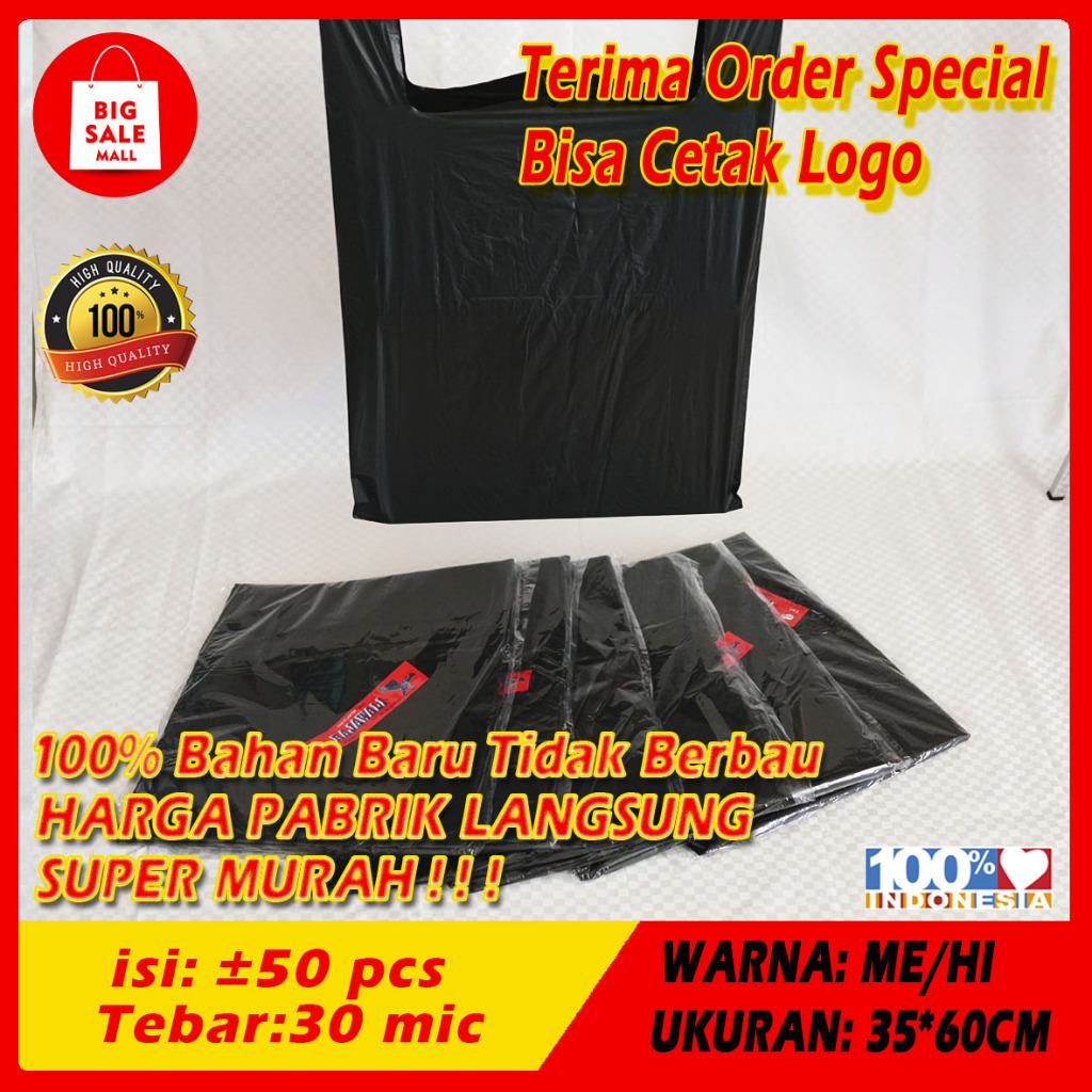 NEW! Kantong Plastik Kresek Rajawali 35X60 Kantong Plastik HD Berlanja Plong Plastik Packing Hitam