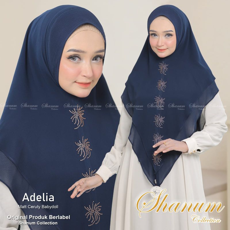 SHANUM - Jilbab Hijab Khimar Syari ADELIA Ceruty Babydoll 2 layer/Kerundung Instan Jumbo Pet Antem/J