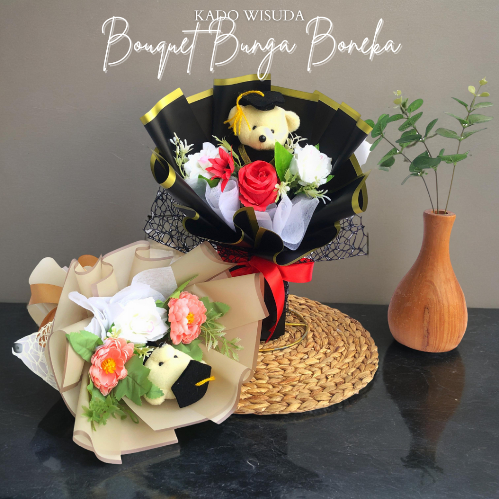 Buket Wisuda / Bouquet bunga wisuda / Buket kado wisuda / Buket boneka wisuda / Buket graduation min