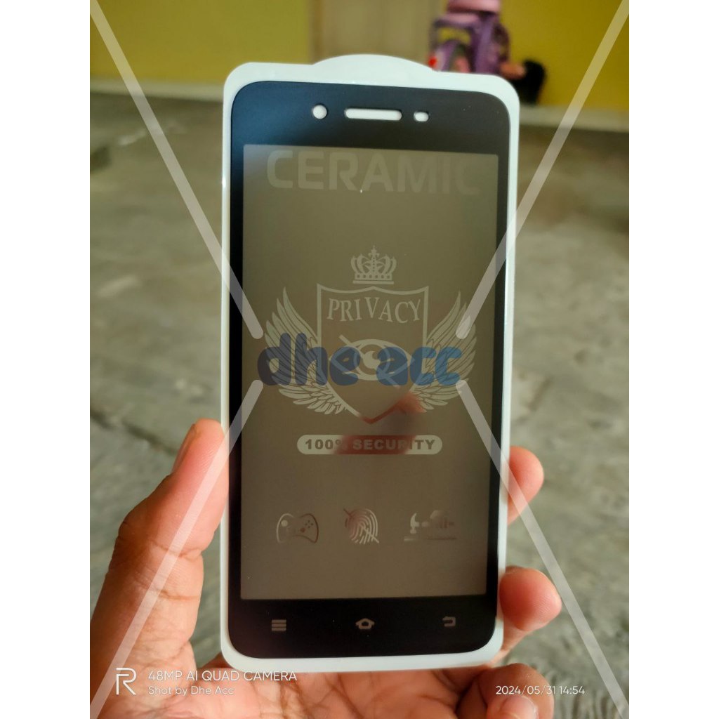 Anti Gores Anti Pecah VIVO Y53 1606 / 1606A Anti SPY CERAMIC PRIVACY Hitam Anti Kepo Intip