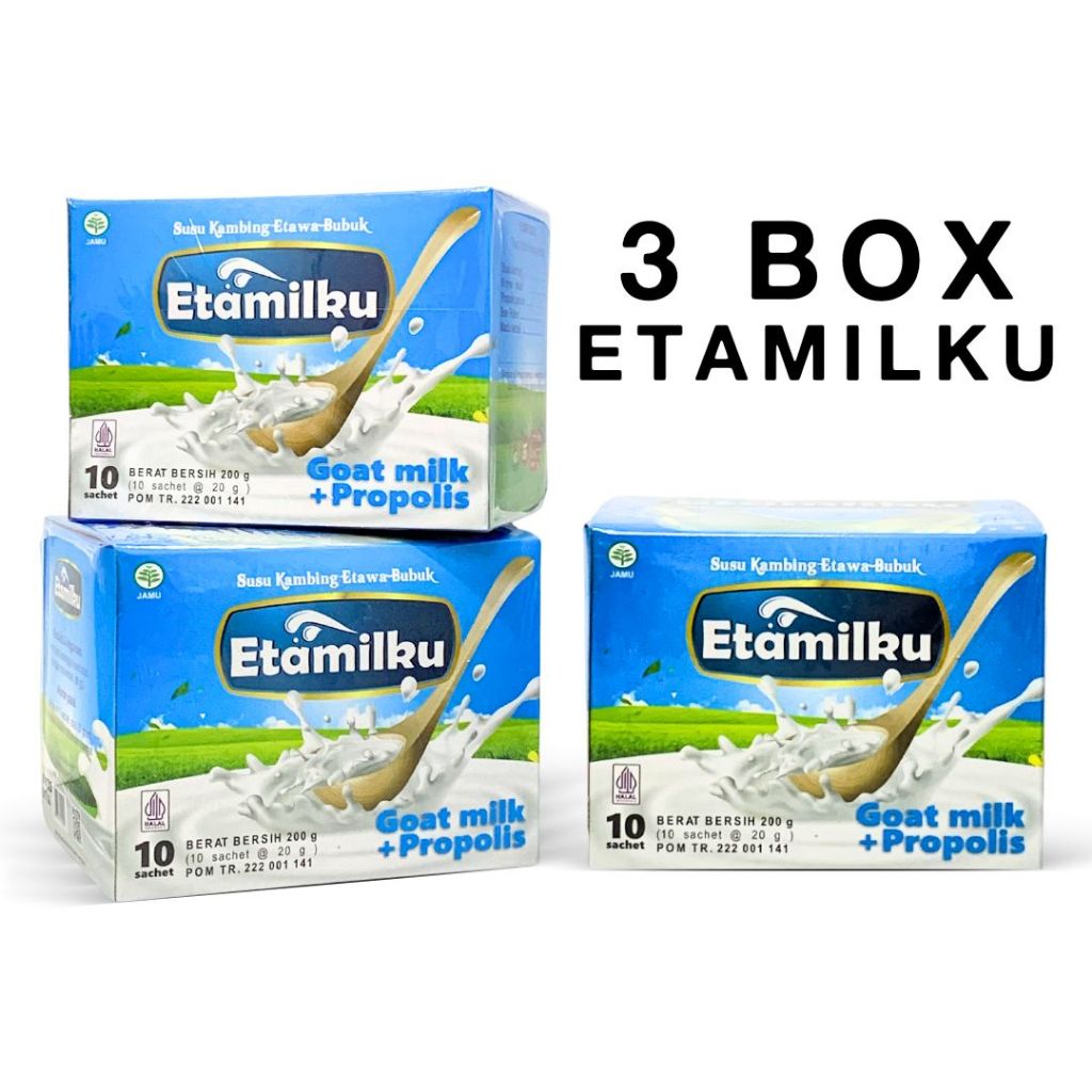 

[ Paket 3 Box Etamilku ] Susu Kambing Etawa Bubuk ETAMILKU Goat Milk Plus Propolis BPOM ASLI