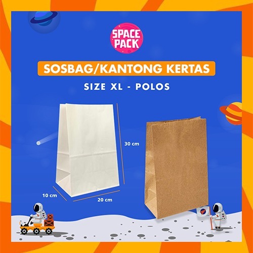 

Sosbag / kantong kertas ( XL ) / KANTONG ROTI, FRIED CHICKEN, SNACK POLOS - SPACEPACK