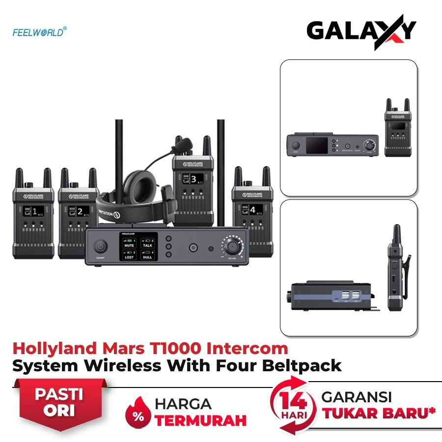 Hollyland Mars T1000 Intercom System Wireless With Four Beltpack