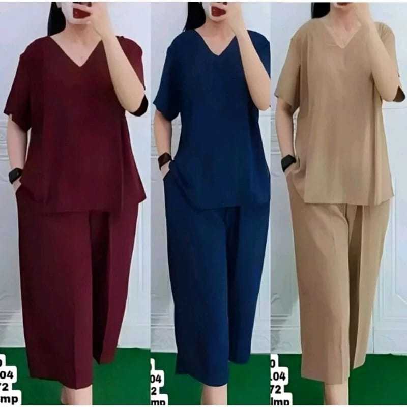 Setelan Andin JUMBO XL.XXL.XXXL LD.110.120 130CM Set polos Crinkle Airflow Set Andin Pendek Baju Cel