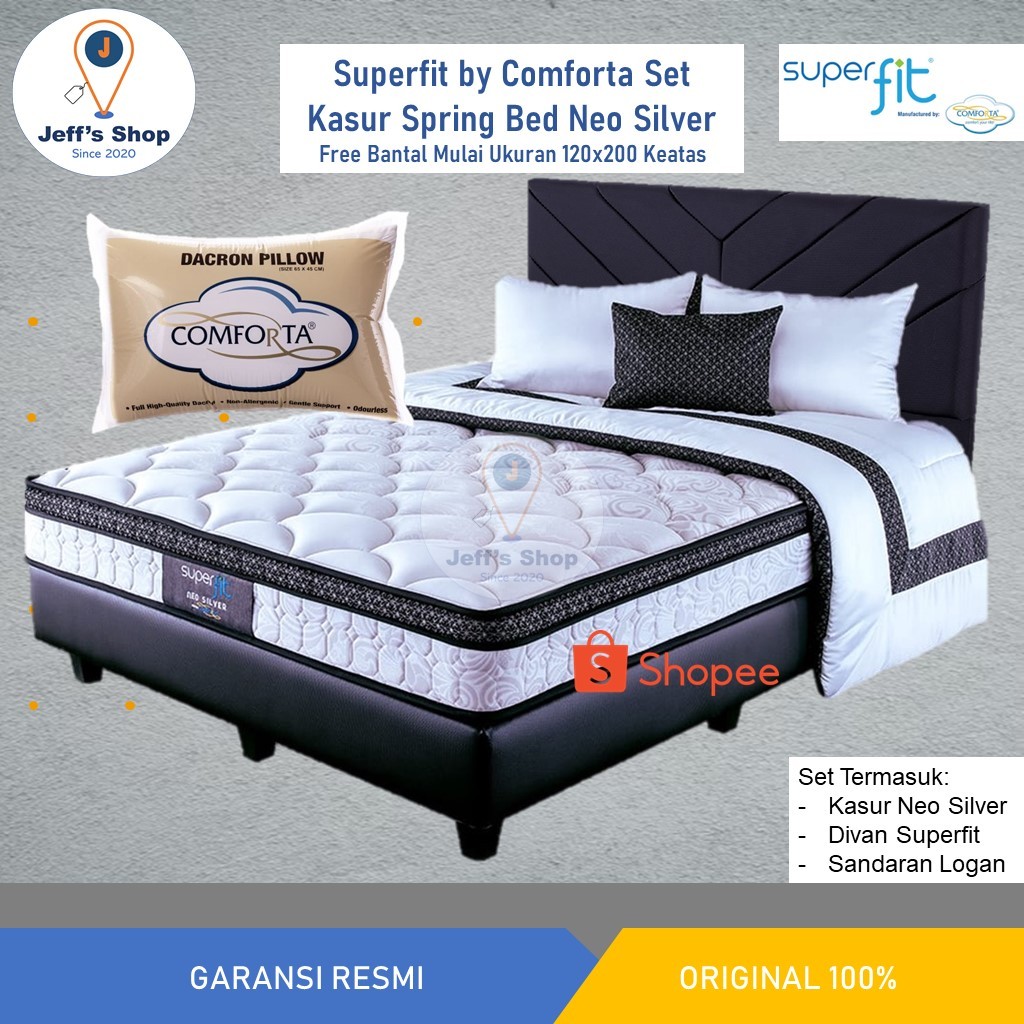 Superfit By Comforta Set Kasur Spring Bed Neo Silver
