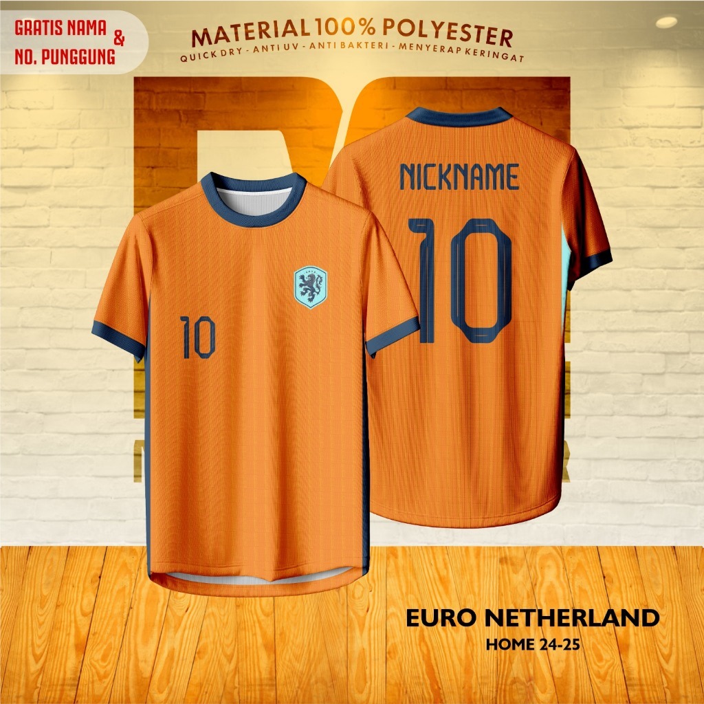 PREMIUM BAJU JERSEY BOLA EURO BELANDA NETHERLAND HOME 2024/2025 FULL PRINTING UNISEX