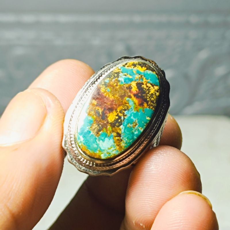 Batu Pirus Persia Serat emas