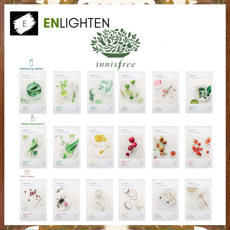 INNISFREE My Real Squeeze Facial Sheet Mask Masker Wajah Muka Korea Skin Care 18 Type IF001