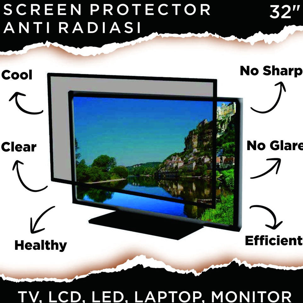 KODE J6M7 32 Promo screen protector anti gores kacamata anti radiasi layar lcd led monitor tv 32 inc