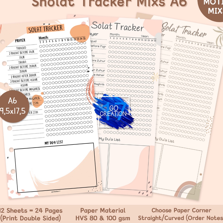 

Gaya Buku Planner Refill Kes Binder Sholat Tracker Ibadah Muslim Motif Premium 6 ring a6