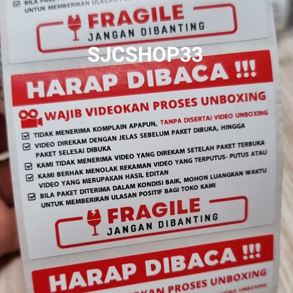 

Murah Banget sticker label fragile wajib unboxing HARAP DIBACA stiker fragile unboxing 7x5cm