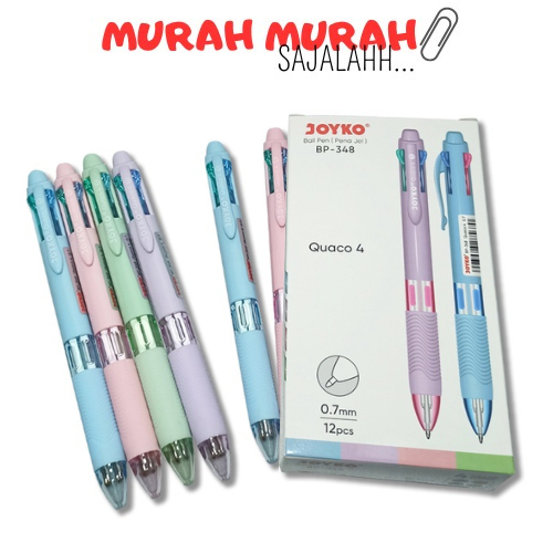 

Pulpen 4 warna Joyko Bp-348 Quaco 4/0.7mm ( 1pak/12pcs )