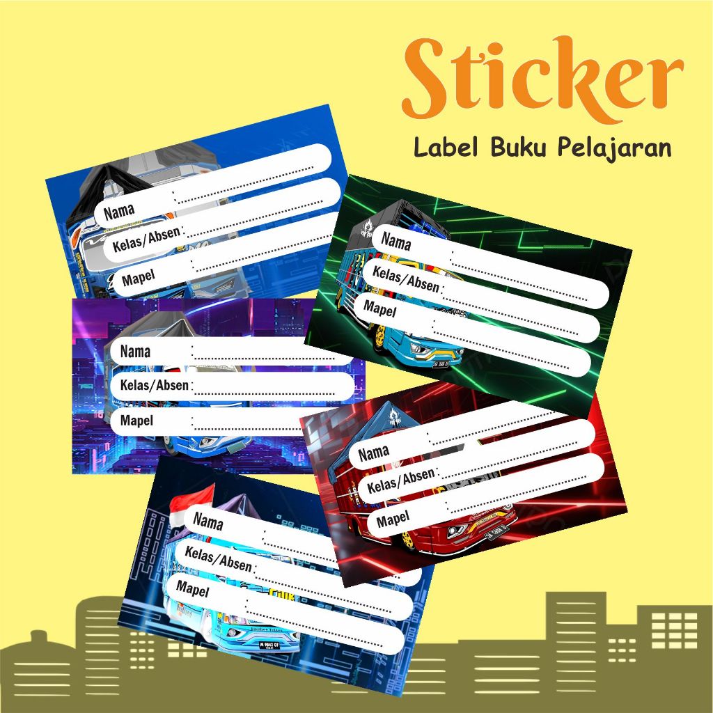 

Sticker Label Buku Pelajaran Motif Truk Oleng 20pcs