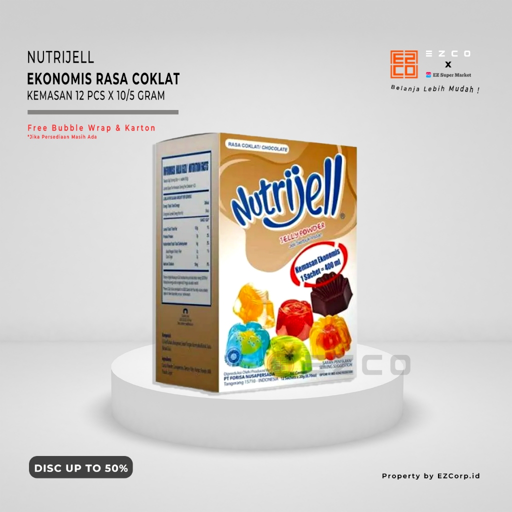 

Nutrijell Puding Rasa Coklat Kemasan 1 Box 12 Pcs x 10 Gr / 5 Gr
