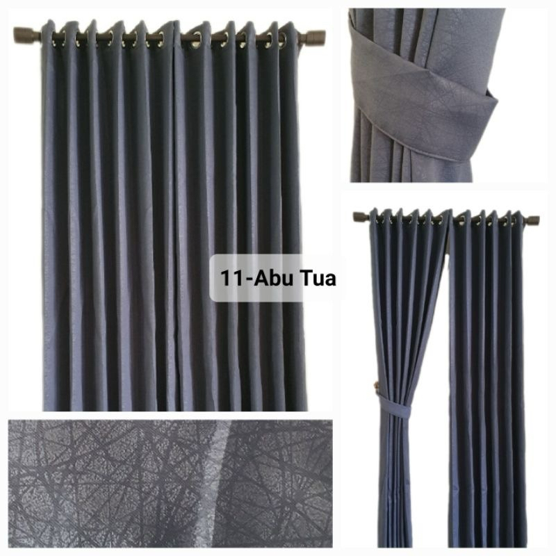 Gorden polos motif serat bahan balckout import kualitas premium mewah bisa untuk jendela minimalis h