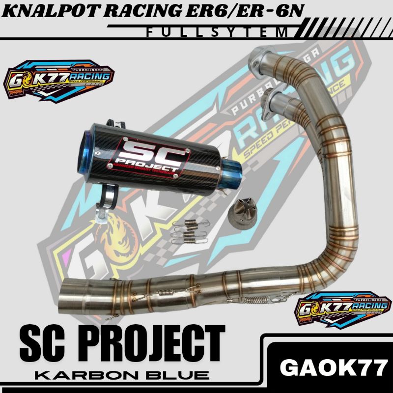 KNALPOT RACING FULLSYTEM ER-6N ER6 SC PROJECT BLUE KARBON