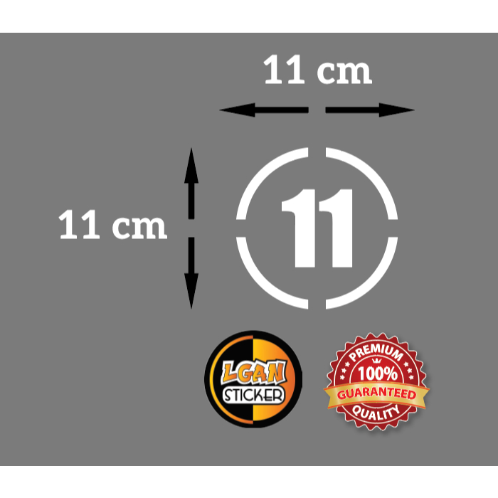 

Stiker Angka Model Bulat Strip Bahan Revlektive Ukuran Diameter 11 cm