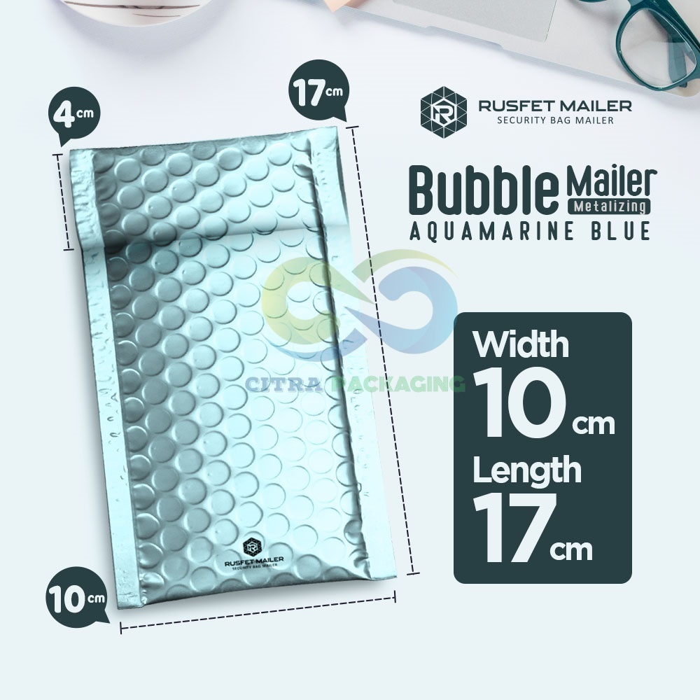 

BUBBLE MAILER 10 X 17 CM AQUA BLUE / AMPLOP BUBBLE PACKING PREMIUM