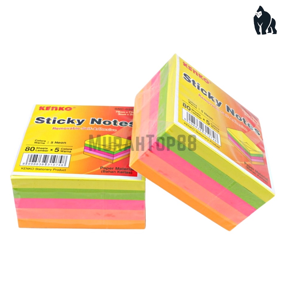 

Sticky Notes Kenko SNC33N 75 x 75 mm Kes Memo Tempel 5 Warna Warni Neon Colors Stick Note Cube