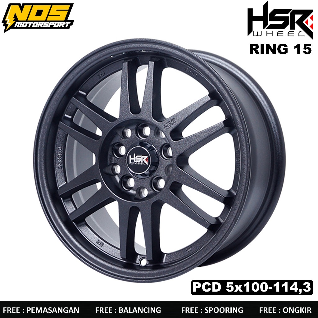 Velg mobil taruna,etios,ertiga, hsr bly01ring 15 lubang baut 5 warna hitam, grey