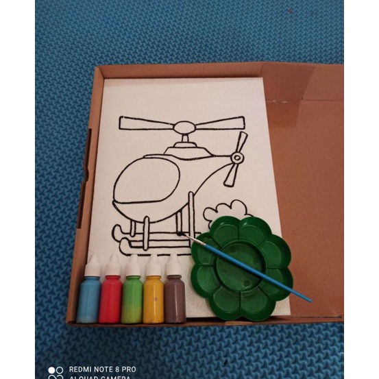 

Mewarnai paketan sterofoam 6 gambar 5 warna 1 kuas dan palet