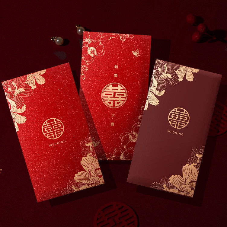 

Kes AngpaoAmplop Merah 1pcs Shuang Xi Double Happiness Sangjit Teapai Wedding Premium Flower Pattern CciylWear