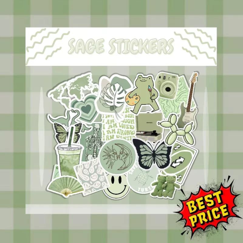 

60PCS STICKER SAGE VIRAL | STIKER AESTHETIC WARNA SAGE GREEN | SAGE GREEN STICKER TUMBLR