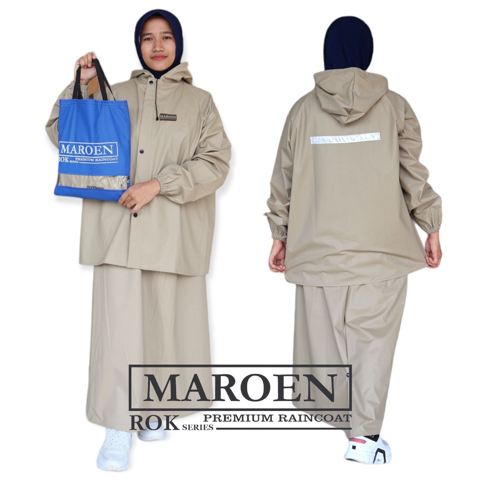Paling Sesuai JAS HUJAN MAROEN JAKET ROK WANITA BAHAN PVC TEBAL LENTUR KUAT MURAH GROSIR JAS HUJAN W