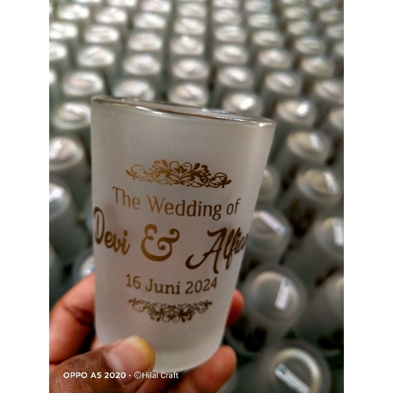 Souvenir Pernikahan gelas Doff 8 cm