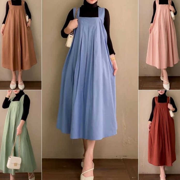 Borong Hemat  OVERAL ALULA CRINCLE AIRFLOW  BERYNKA OVERALL DRESS WANITA