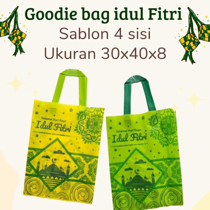 

Goodiebag Idul Fitri LEBARAN 3x4x8 LUSINAN 12pcs Tas Hampers LebaranTas spundbond IDUL FITRI